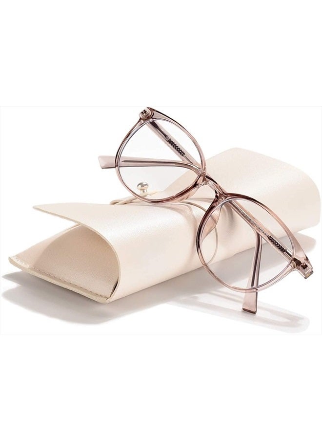 FONHCOO نظارات حجب الضوء الأزرق للنساء والرجال لنظارات الكمبيوتر، إطار دائري شفاف من TR90 مع حماية من الضوء الأزرق وإجهاد العين والأشعة فوق البنفسجية للألعاب والقراءة (وردي فاتح) - Image 1