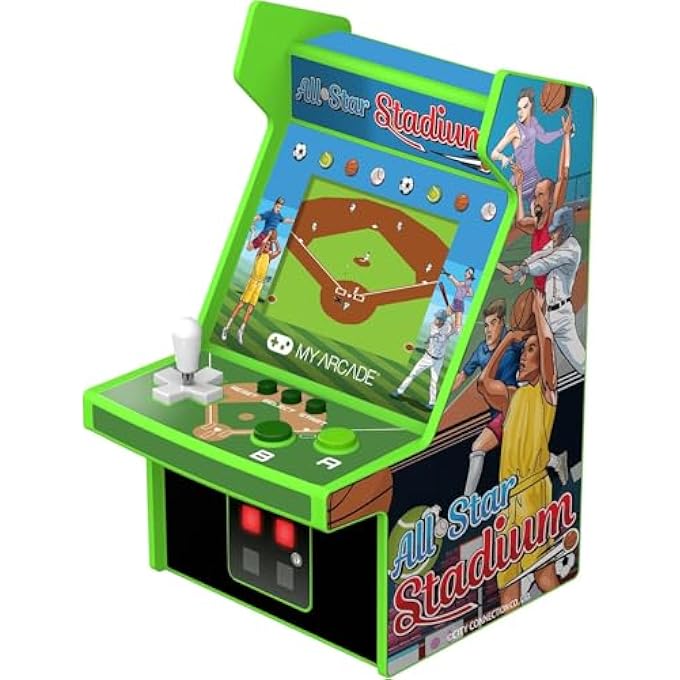ALL STAR STADIUM MICRO PLAYER- FULLY PORTABLE MINI ARCADE MACHINE WITH 307 RETRO GAMES, 2.75" SCREEN - Image 1