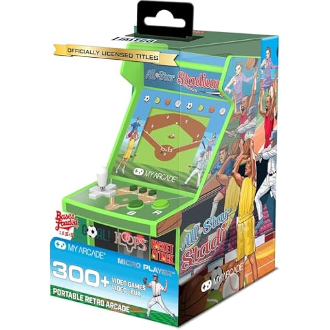 ALL STAR STADIUM MICRO PLAYER- FULLY PORTABLE MINI ARCADE MACHINE WITH 307 RETRO GAMES, 2.75" SCREEN - Image 5