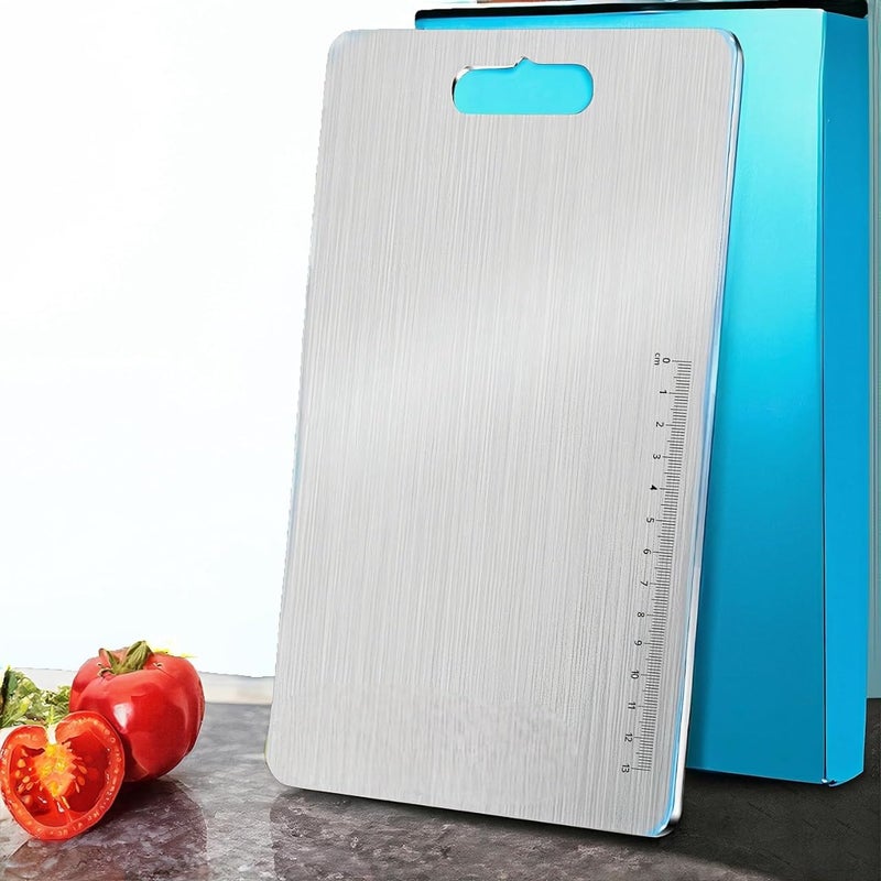 HELIMIX 304 Stainless Steel Chopping and Cutting Board for Kitchen Vegetables Meat Cutting Fruit Cutter Heavy Durable Easy to Clean Chopping and Cutting Board Small - Image 1