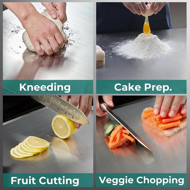 HELIMIX 304 Stainless Steel Chopping and Cutting Board for Kitchen Vegetables Meat Cutting Fruit Cutter Heavy Durable Easy to Clean Chopping and Cutting Board Small - Image 3