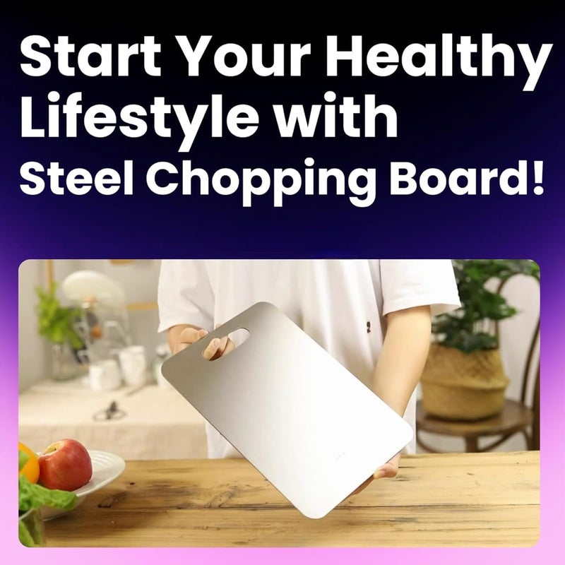 HELIMIX 304 Stainless Steel Chopping and Cutting Board for Kitchen Vegetables Meat Cutting Fruit Cutter Heavy Durable Easy to Clean Chopping and Cutting Board Small - Image 4