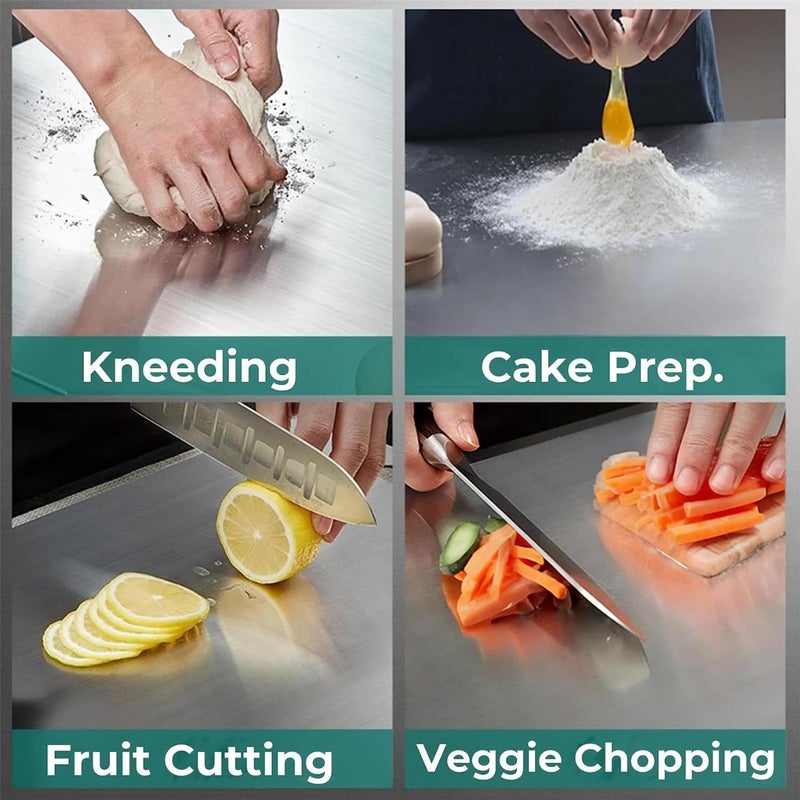HELIMIX 304 Stainless Steel Chopping and Cutting Board for Kitchen Vegetables Meat Cutting Fruit Cutter Heavy Durable Easy to Clean Chopping and Cutting Board Small - Image 5