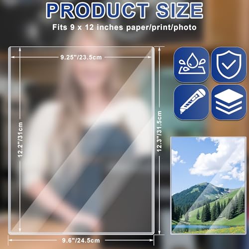 AKONEGE 5PCS 9" x 12" Rigid Print Protectors Clear Plastic Sheet Protectors, Heavy Duty Top Loading Document Holder, Menu Cover, Photo Poster Sleeves Hard Plastic Sleeves for Paper Art Prints - Image 2