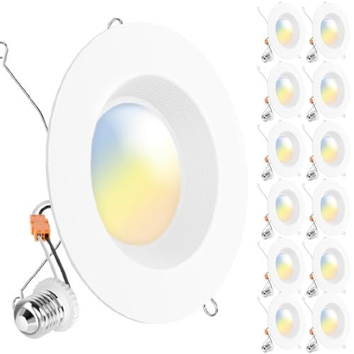Sunco Lighting Sunco 12 Pack 6 Inch LED Recessed Light, Retrofit Downlight Can Lights for Ceiling, Baffle Trim, 1050 LM, 13W (75W Equivalent), Selectable CCT 2700K/3000K/3500K/4000K/5000K, Dimmable, Damp Rated UL - Image 1