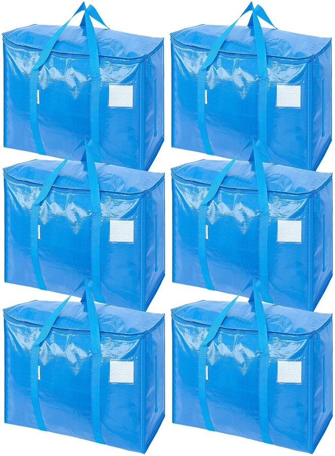 TICONN 6 Pack Extra Large Moving Bags with Zippers & Carrying Handles, Heavy-Duty Storage Tote Moving Boxes for Space Saving (6 Pack, Sky Blue) - Image 1