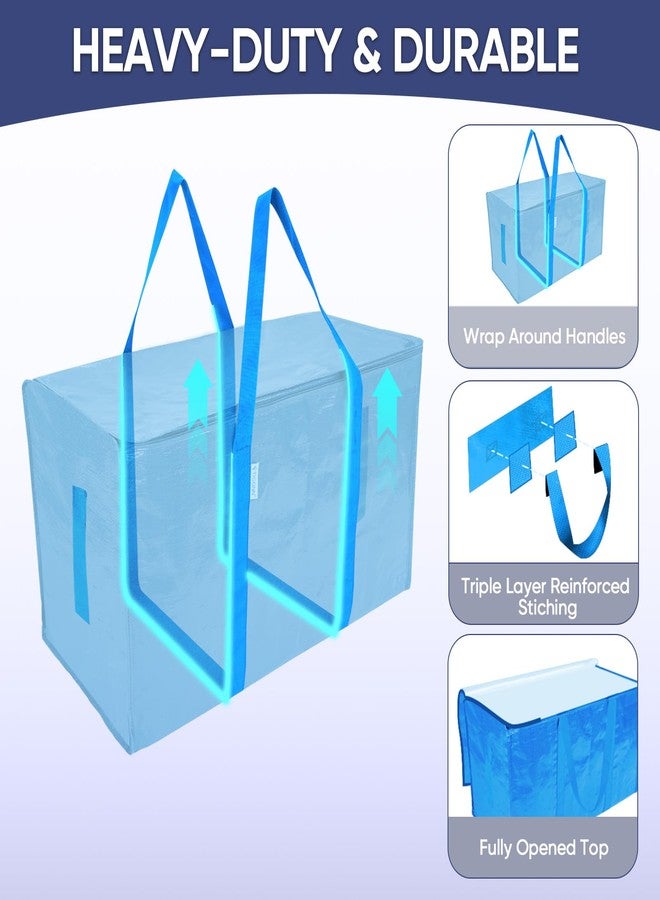 TICONN 6 Pack Extra Large Moving Bags with Zippers & Carrying Handles, Heavy-Duty Storage Tote Moving Boxes for Space Saving (6 Pack, Sky Blue) - Image 3