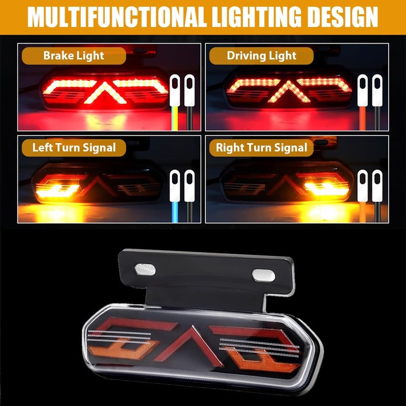 STHIRA 6'' LED Motorcycle Tail Light, 12V Wired Rear Brake and Turn Signal Light, Waterproof Riding Warning Light for Motorcycle Modification and Safety - Image 3