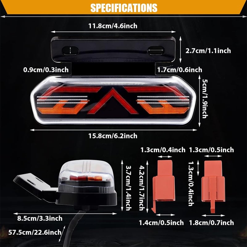 STHIRA 6'' LED Motorcycle Tail Light, 12V Wired Rear Brake and Turn Signal Light, Waterproof Riding Warning Light for Motorcycle Modification and Safety - Image 2