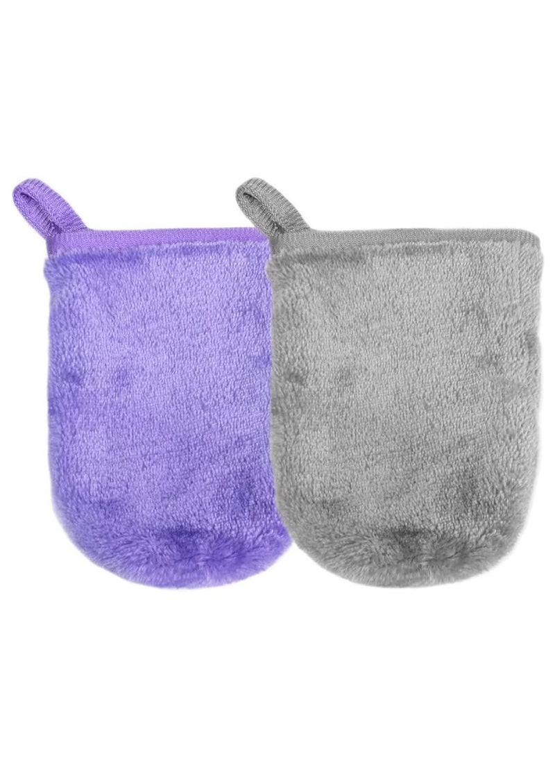 SYOSI - Soft Facial Mitts, Reusable Makeup Remover Glove, Soft Microfiber Face Deep Cleaning Pads, Flannel Body Wash Mitts, Bath Spa Cloth, Hypoallergenic Microfibre Face Cloth 2PCS Brand: Excefore - Image 1