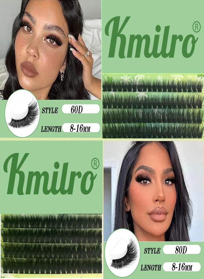 Kmilro Volume Lash Clusters 8-16mm Thick Cluster Eyelash Extension 60D+80D Eyelash Clusters 280pcs Super Soft Individual Lashes Plant Fibres Wispy False Eyelashes DIY Lash Extension - Image 5