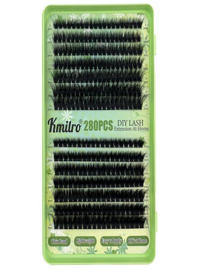 Kmilro Volume Lash Clusters 8-16mm Thick Cluster Eyelash Extension 60D+80D Eyelash Clusters 280pcs Super Soft Individual Lashes Plant Fibres Wispy False Eyelashes DIY Lash Extension - Image 1