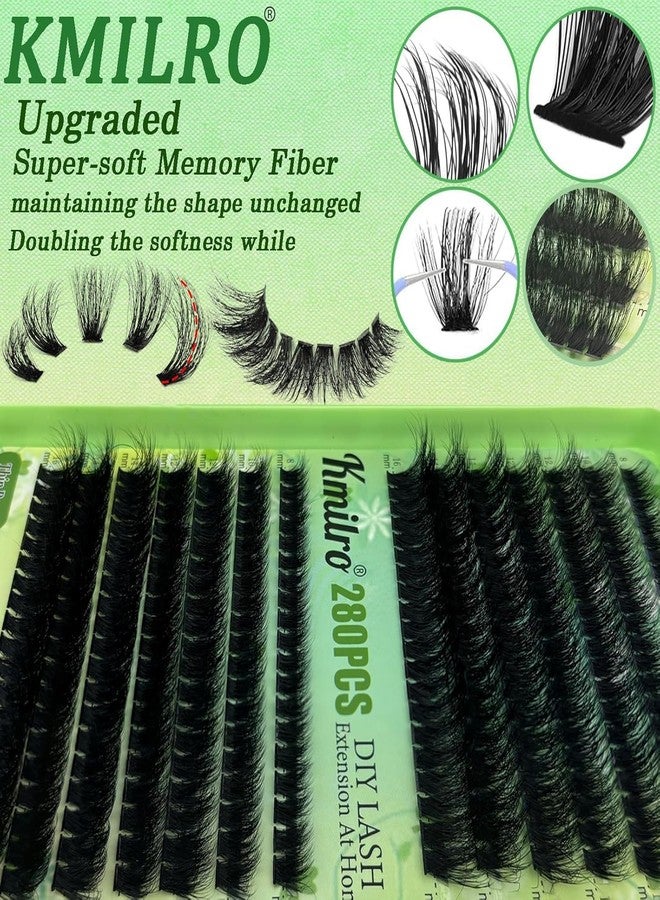 Kmilro Volume Lash Clusters 8-16mm Thick Cluster Eyelash Extension 60D+80D Eyelash Clusters 280pcs Super Soft Individual Lashes Plant Fibres Wispy False Eyelashes DIY Lash Extension - Image 3