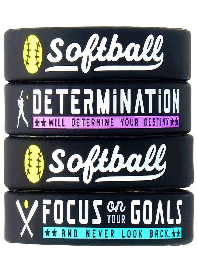 Inkstone (12-Pack Softball Bracelets with Motivational Sports Quotes - Wholesale Pack of 12 Silicone Rubber Wristbands for Bulk Softball Gifts and Party Favors - for Boys Girls Men Women - Image 5
