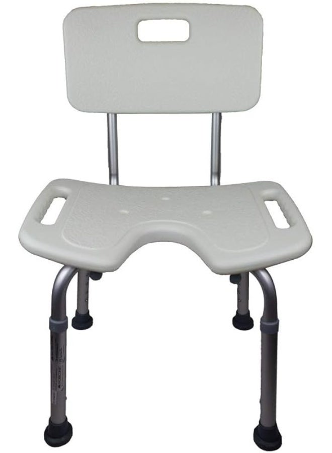 U Shape Shower Chair for Elderly and Disabled People Height Adjustable Bath Seat with Backrest Toilet Aid - Image 4