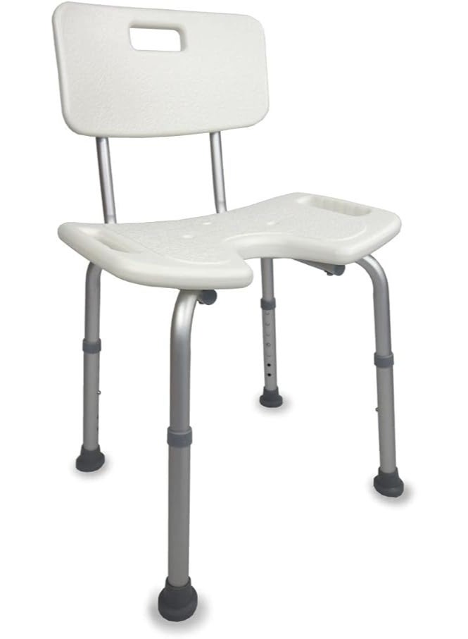 U Shape Shower Chair for Elderly and Disabled People Height Adjustable Bath Seat with Backrest Toilet Aid - Image 1