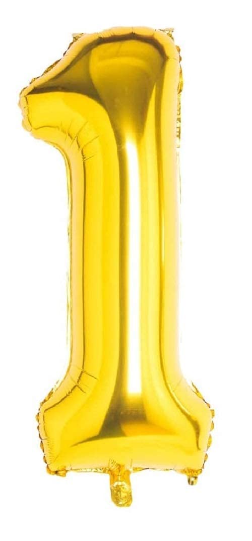 Flavouredlove 32inches one Foil Number Air or Helium Balloon Party Decoration Gold Pack of 1 | 1 Year No. Balloons Birthday/Anniversary (Gold 1) - Image 1