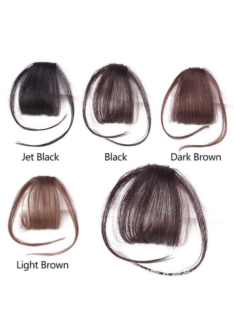 Estelle Clip in Bangs Hair Extensions Thin Neat Air Bangs for Women One Piece Hair Clip Full Neat Fringe, Side Bang Straight False Hairpiece With Clip Accessories (Without Sideburn, Light Brown) - Image 4
