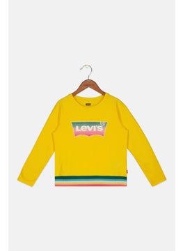 Levi's Kids Girl Brand Logo Sweatshirt, Yellow  - Image 1