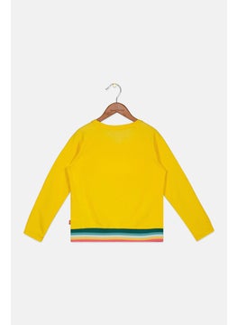 Levi's Kids Girl Brand Logo Sweatshirt, Yellow  - Image 2
