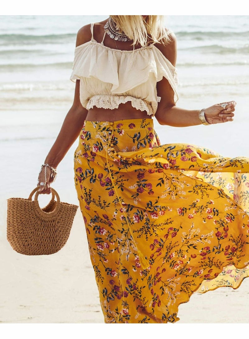 Excefore Women Straw Handbag, Summer Beach bag, Handmade Large Tote Bag Womens Handbag - Image 4