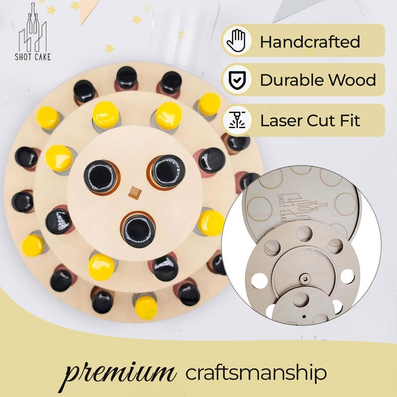 Shot Cake Party Centerpiece Display for Mini Liquor Bottles | 21st Birthday Holiday Celebration Decoration (Three Tier, Natural Wood) - Image 5