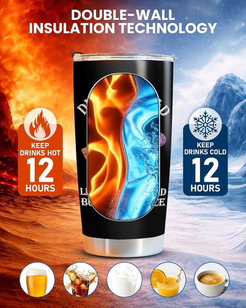 34HD Dungeon Dad Tumbler 20oz with Lid, DND Daddy Insulated Travel Coffee Mug, Funny RPG Dragons Dice Father's Day Gift - Birthday Present to Men, Papa and Husband - Image 4