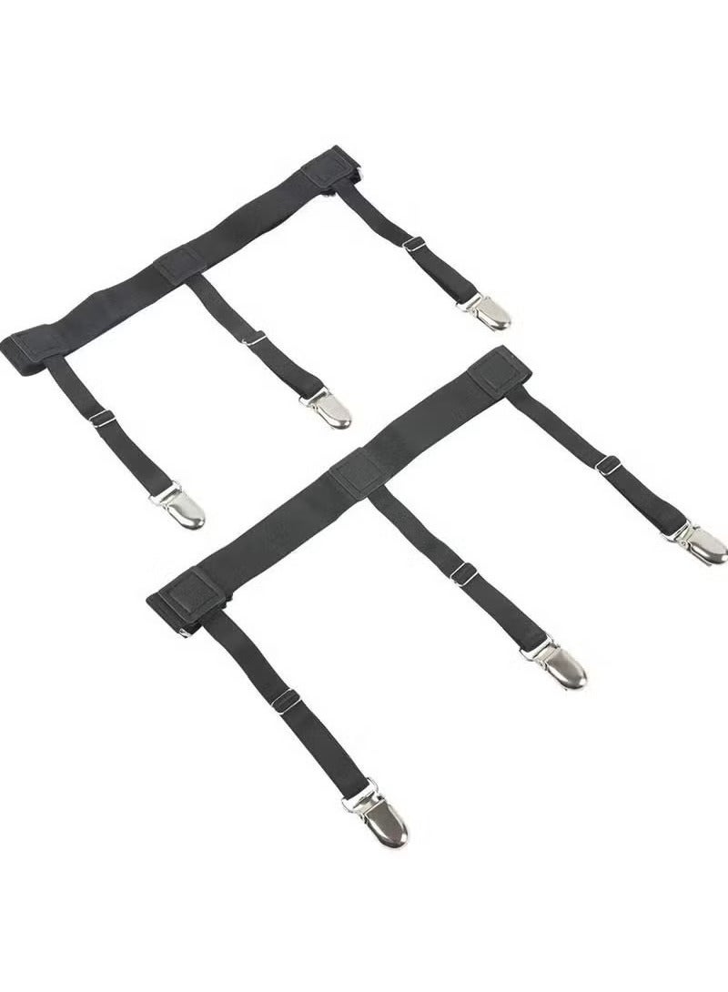 Kedofe Men Shirt Stays Adjustable Elastic Shirt Garter Shirts Holder with Non-slip Locking Clamps for Police Military (Black) - Image 2