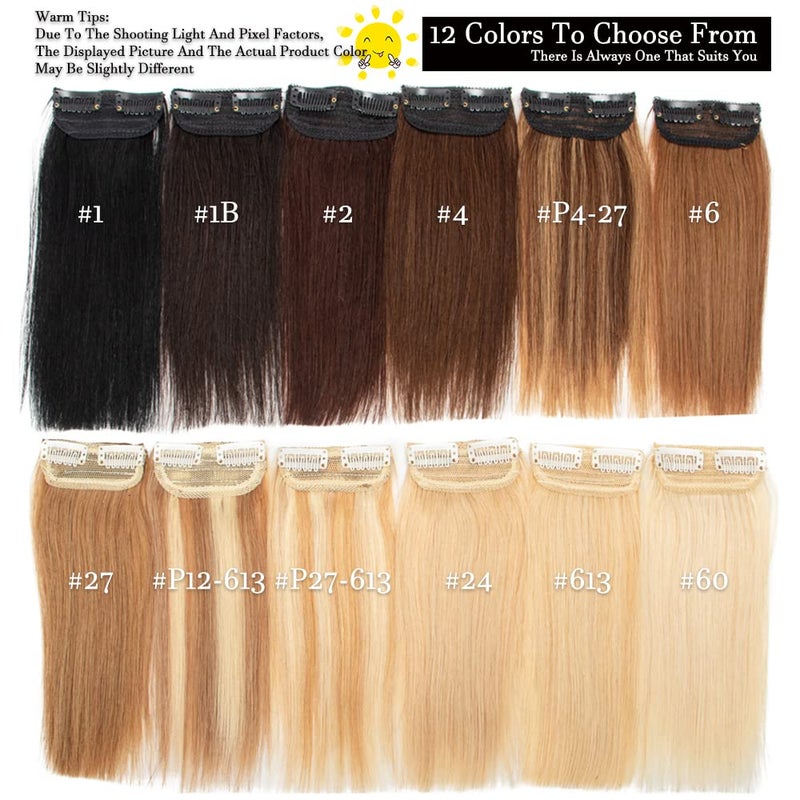 FEIPRO Real Remy Human Hair Clip in Hair Extensions Short Straight Thick Double Weft One Piece Hair Pieces for Thinning Invisible Hairpin Increase Women Men Hair Volume 8 inch#2 Brown - Image 2