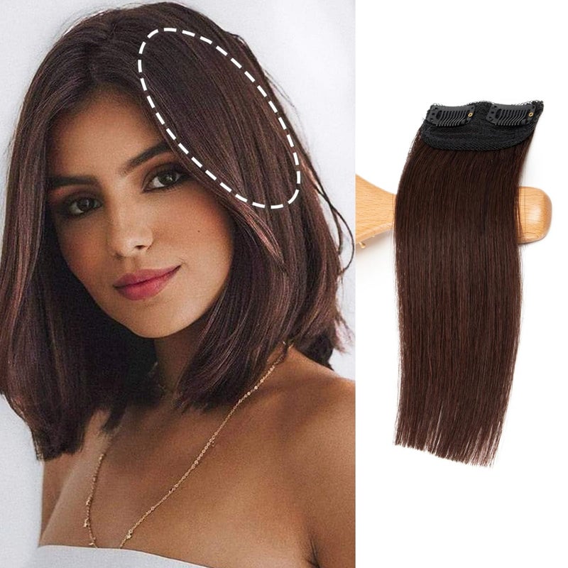 FEIPRO Real Remy Human Hair Clip in Hair Extensions Short Straight Thick Double Weft One Piece Hair Pieces for Thinning Invisible Hairpin Increase Women Men Hair Volume 8 inch#2 Brown - Image 1