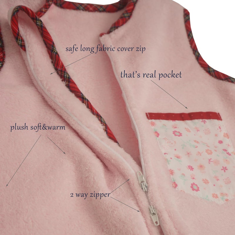 BLOOMSTAR Toddler Sleep Sack with Feet (12-24 Months) Fleece Warm Tog 2.0 Soft Baby Sleep Bag Walker Wearable Blanket Sleeping Sack with Leg Sleeveless Sleep Suit Warm Girl 4 Seasons - Image 3