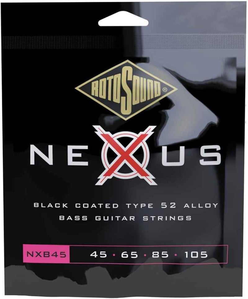 أوتار باس ملفوفة مستديرة من نوع Rotosound Black Coated Type 52 متوسطة القياس (45 65 85 105)