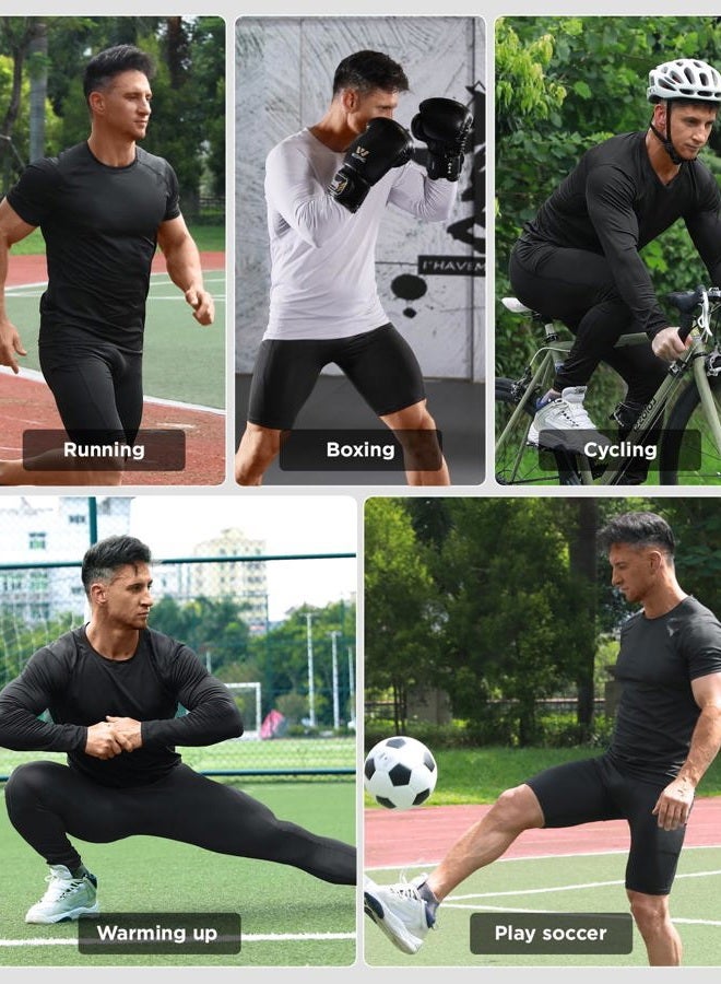 Niksa 5 Pack Compression Shorts Pant Men, Spandex Compression Underwear Running Shorts Workout Athletic Sport Leggings Black - Image 5