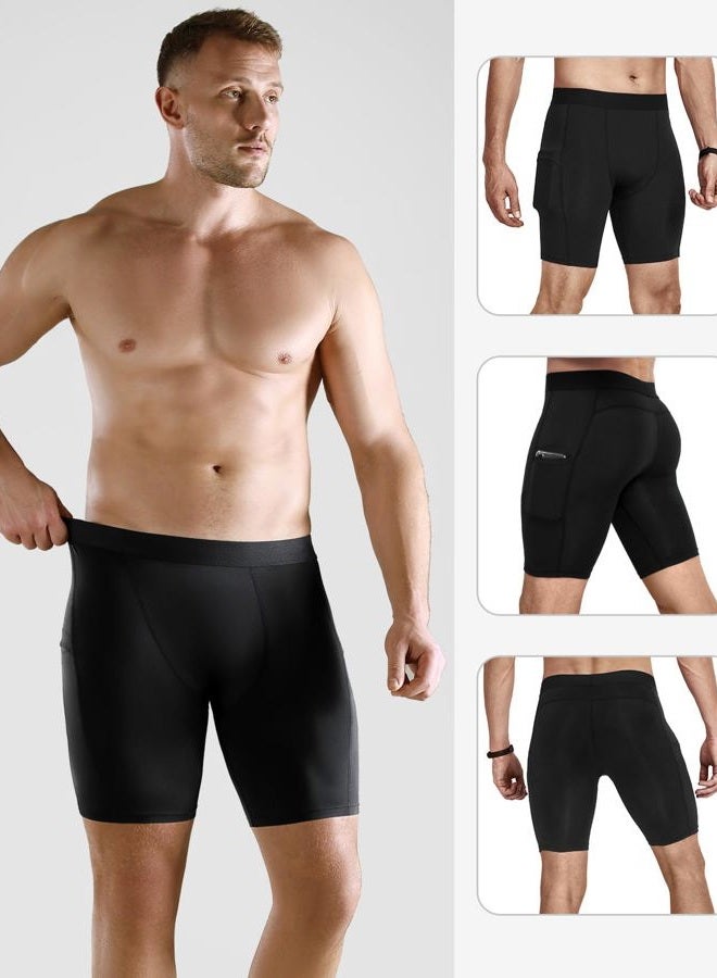 Niksa 5 Pack Compression Shorts Pant Men, Spandex Compression Underwear Running Shorts Workout Athletic Sport Leggings Black - Image 2