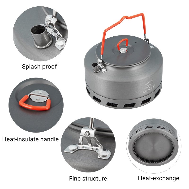 Bulin Camping Kettle 1.6L Heat Exchange Camp Tea Coffee Pot Lightweight Outdoor Hiking Gear Portable Teapot - Image 3