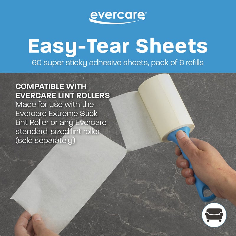 Evercare All Purpose Lint Brush, Value Pack - 5 Rollers (300 Sheets Total), Blue - Image 3