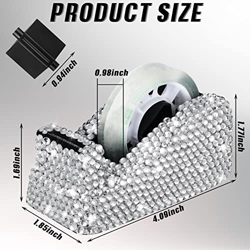 Eersida Glitter Tape Dispenser Bling Crystal Luxury Handmade Diamond Desktop Tape Holder Office with 2 Pcs Tapes for Women Desk Office Gift Supplies Heat Transfer Sublimation - Image 2