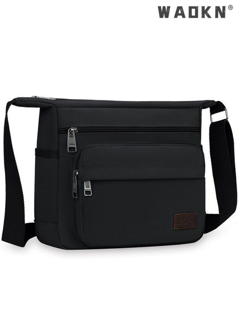 WAOKN Canvas Shoulder Messenger Bag,Cross body bag mens Men Canvas Shoulder Bags Casual Tote Travel Men's Crossbody Bag Luxury Messenger Bags Fashion Handbag Satchel Bag for Work and School（Black）  - Image 1