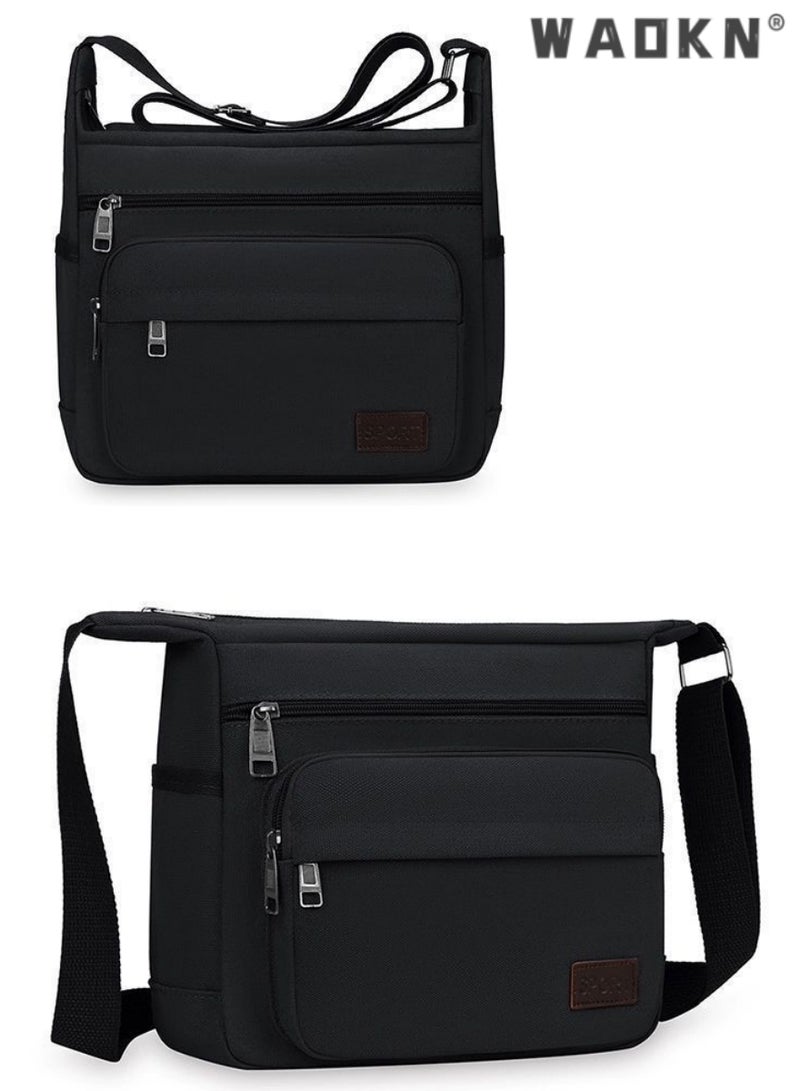 WAOKN Canvas Shoulder Messenger Bag,Cross body bag mens Men Canvas Shoulder Bags Casual Tote Travel Men's Crossbody Bag Luxury Messenger Bags Fashion Handbag Satchel Bag for Work and School（Black）  - Image 3