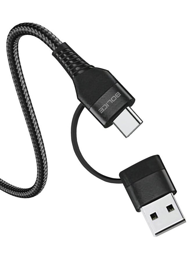 BOLICE 2-in-2 Charging Cable (BO-32) - 6A Fast Charging with USB-A - USB-C and Lightning Connectors - Image 2
