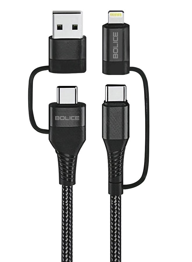 BOLICE 2-in-2 Charging Cable (BO-32) - 6A Fast Charging with USB-A - USB-C and Lightning Connectors - Image 5