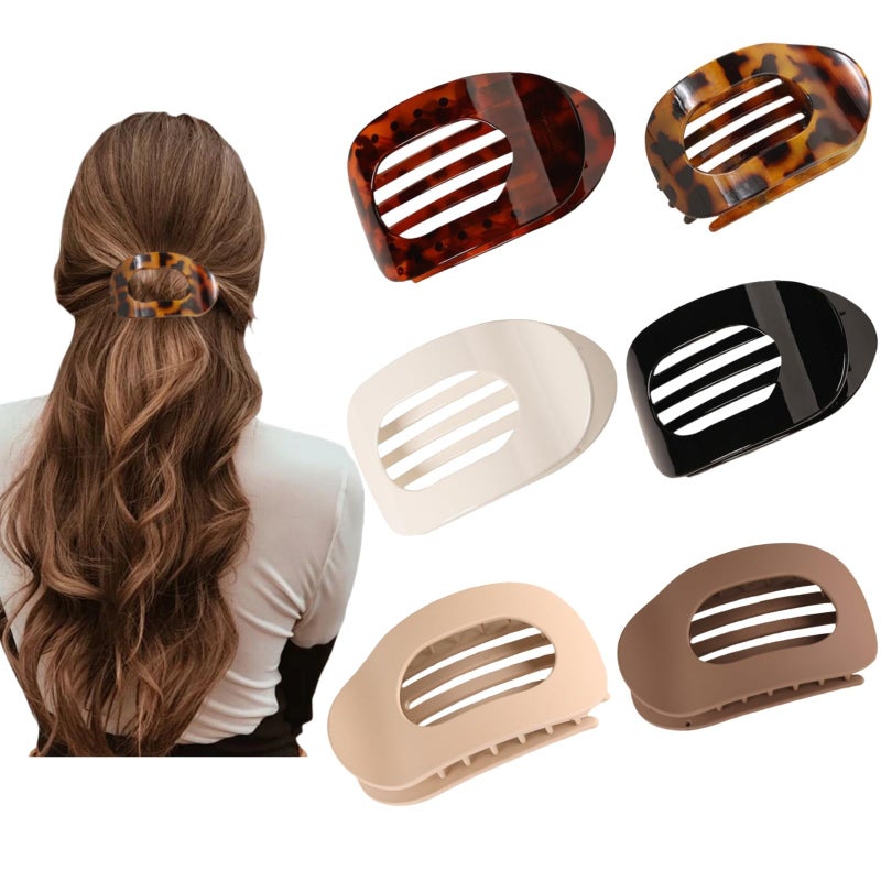 AITELEI 6PCS Flat Hair Clips for Women, French Design Flat Hair Claws, Secure Hold Inner Teeth Hair Claw Clips, Strong Hold No Slip Hair Barrettes For Lying Down Holiday Christmas Gifts - Image 1