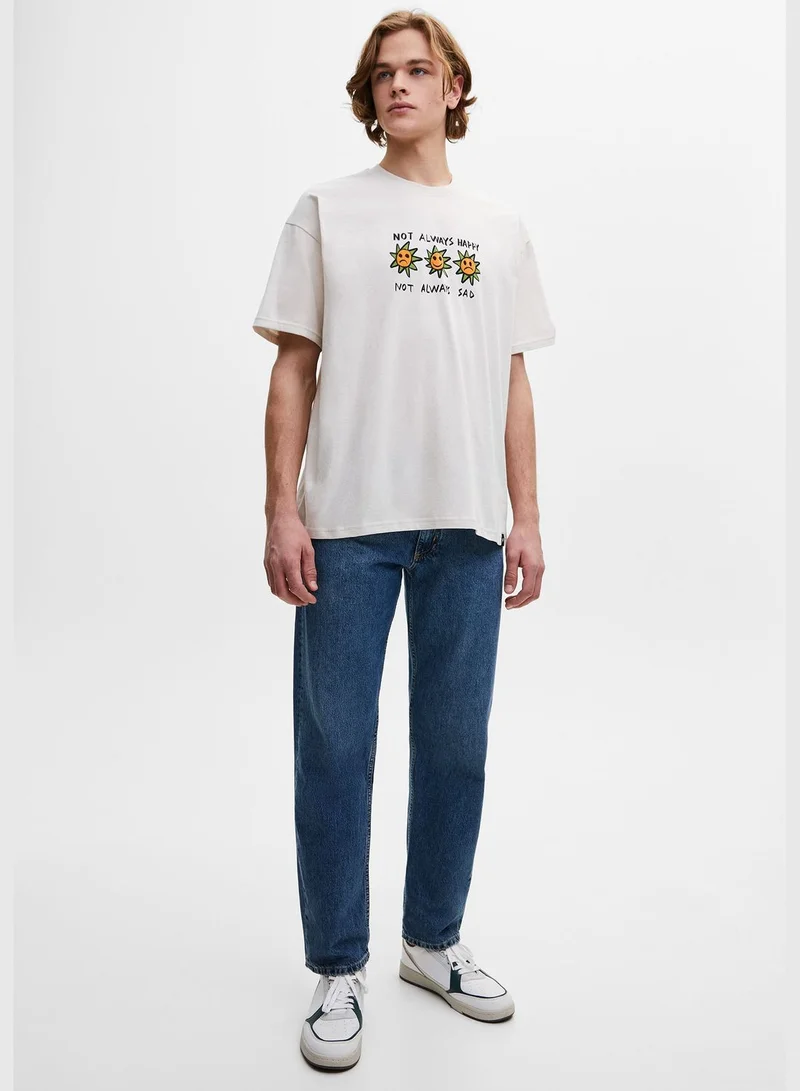 PULL&BEAR White sunflower T-shirt