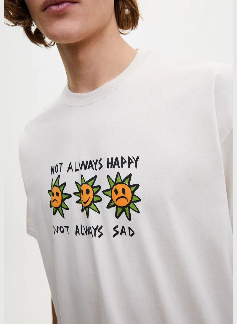 PULL&BEAR White sunflower T-shirt