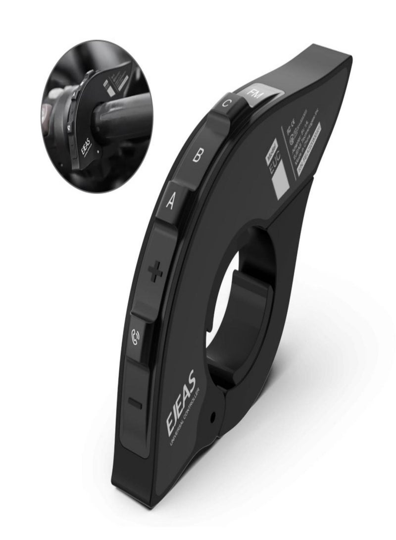 إيجياس جهاز تحكم عن بعد EJEAS EUC مثبت على مقود جهاز اتصال لاسلكي BT مقاوم للماء عالمي - متوافق مع V7/V4 Plus/Q2/Q7/Q8/E1+/MS8/MS20؛ يدعم FM والتحدث والموسيقى وجهاز الاتصال اللاسلكي - BT5.1 - Image 1