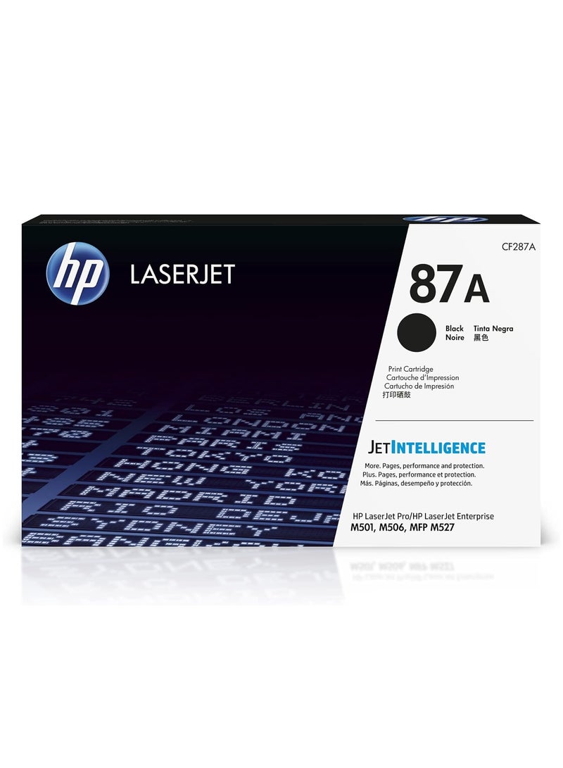 HP Toner HP 87A Original Toner Cartridge CF287A  Black Works with HP LaserJet Enterprise Flow MFP M527c, M527z; HP LaserJet Enterprise M506dh, M506dn, M506n, M506x; HP LaserJet Enterprise MFP M527dn, M527f; HP LaserJet Pro M501dn - Image 1