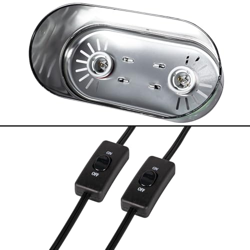 WACOOL Reptile Dome Light Dual Fixture for 2 Reptile Light Bulbs, Optical Reflector Lampshade for Tropical Desert Reptile Heat Lamp UVB Light Dual Combo Kit with 2 Indenpent Switches - Image 5