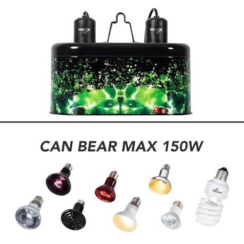 WACOOL Reptile Dome Light Dual Fixture for 2 Reptile Light Bulbs, Optical Reflector Lampshade for Tropical Desert Reptile Heat Lamp UVB Light Dual Combo Kit with 2 Indenpent Switches - Image 4