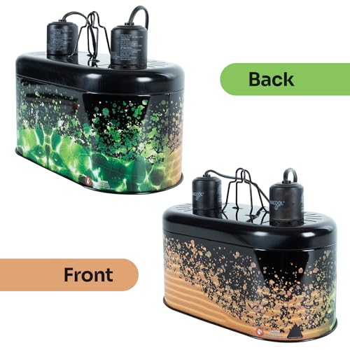 WACOOL Reptile Dome Light Dual Fixture for 2 Reptile Light Bulbs, Optical Reflector Lampshade for Tropical Desert Reptile Heat Lamp UVB Light Dual Combo Kit with 2 Indenpent Switches - Image 2