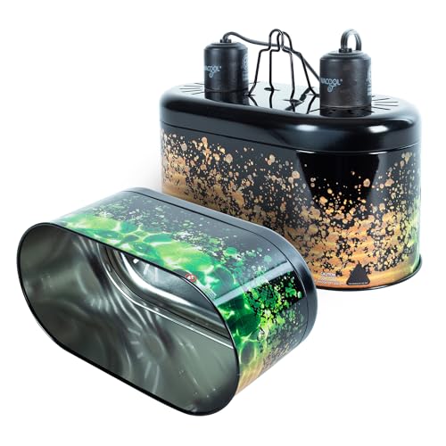 WACOOL Reptile Dome Light Dual Fixture for 2 Reptile Light Bulbs, Optical Reflector Lampshade for Tropical Desert Reptile Heat Lamp UVB Light Dual Combo Kit with 2 Indenpent Switches - Image 1